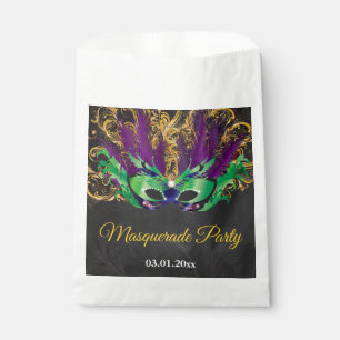 Masquerade Party Magical Night Green Purple Gold Favour Bag