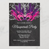 Masquerade Party Magical Night Pink Purple Silver
