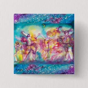 MASQUERADE PARTY,Mardi Gras Masks,Dance,Music 2 Inch Square Button