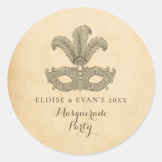 Masquerade Party Masked Ball Halloween Classic Round Sticker