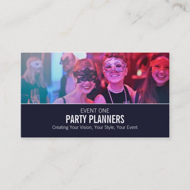 Masquerade Party, Party Event Planner Business Card (Front)
