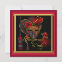 Masquerade Party Red Masks Gold Black Birthday