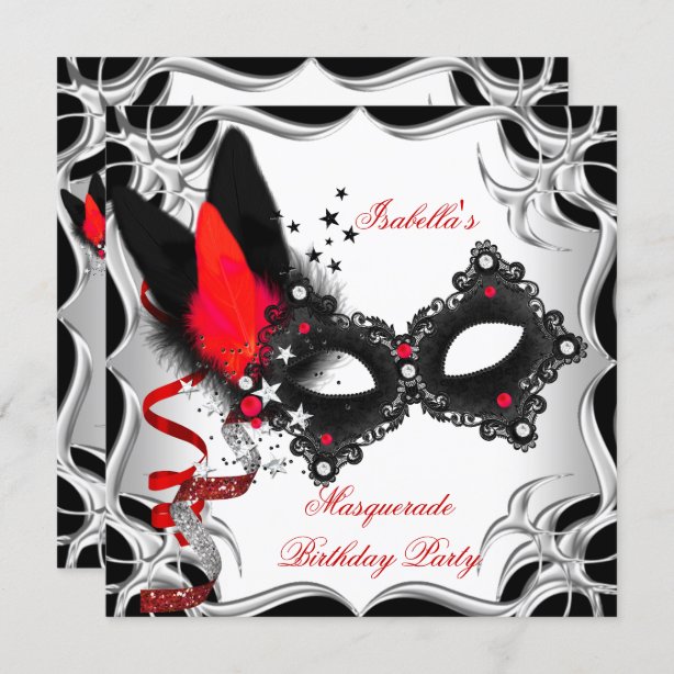 Black White Masquerade Party Invitations Zazzle Ca