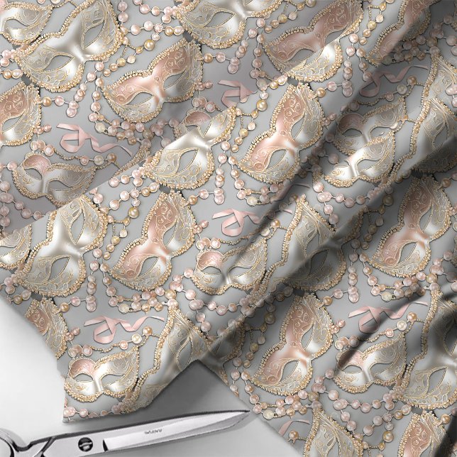 Masquerade Pattern Beads Masks Rose Gold ID1031 Fabric (Creator Uploaded)