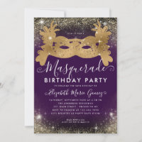 Masquerade Purple Gold Glitter Dust Birthday Party