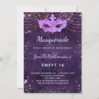 Masquerade purple rose gold Sweet 16 party