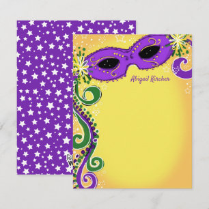 Masquerade Purple Yellow Mask Ball Sweet 16 Flat Card