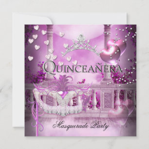 Masquerade Quinceanera 15 Pink Party Invitation