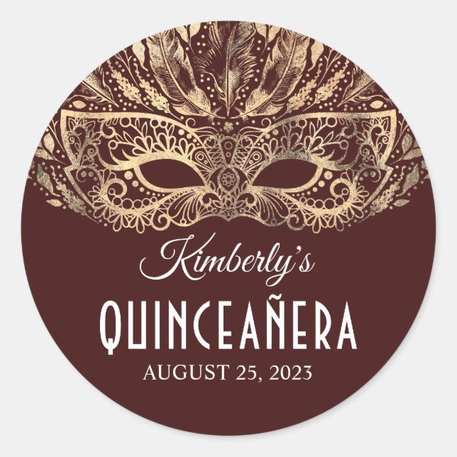 Masquerade Quinceanera Birthday Classic Round Sticker (Front)