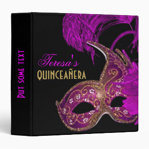 Masquerade quinceañera fifteenth birthday purple binder