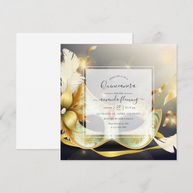 Masquerade Quinceañera Invitation (Front/Back)