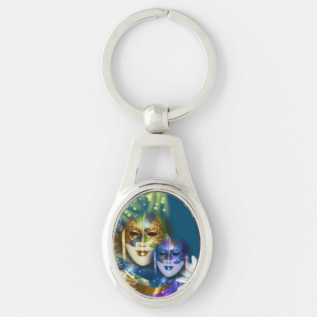 Masquerade quinceanera Venetian masks Keychain (Front)