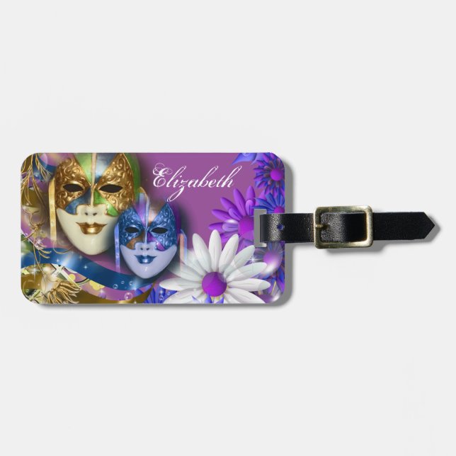 Masquerade quinceanera Venetian masks PERSONALIZE Luggage Tag (Front Horizontal)