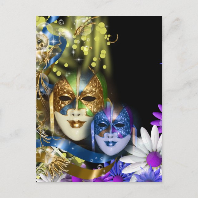 Masquerade quinceanera Venetian masks Postcard (Front)