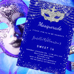 Masquerade royal blue silver Sweet 16 party Invitation<br><div class="desc">For an elegant Masquerade,  Sweet 16,  16th birthday.  A royal blue background. Decorated with faux silver glitter dust and a masquerade mask.  Personalize and add a name,  age and party details. The name is written with a hand lettered style script</div>