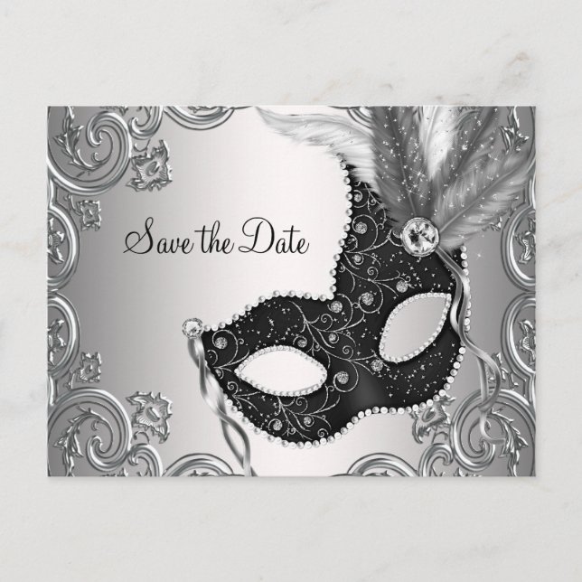 Masquerade Save The Date Announcement Postcard (Front)