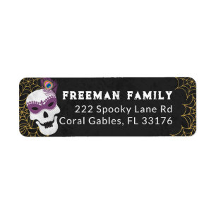 Masquerade Skull Halloween Return Address Label