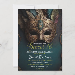 Masquerade sucré 16 invitation