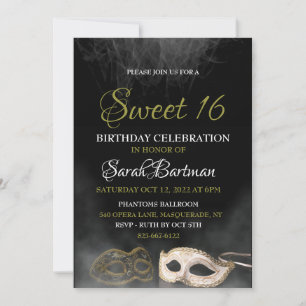 Masquerade sucré 16 invitation