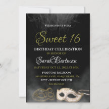 Masquerade sweet 16 invitation