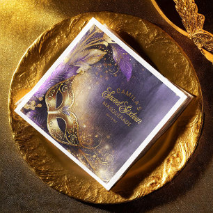 Masquerade Sweet 16 Purple Gold ID1032 Napkin
