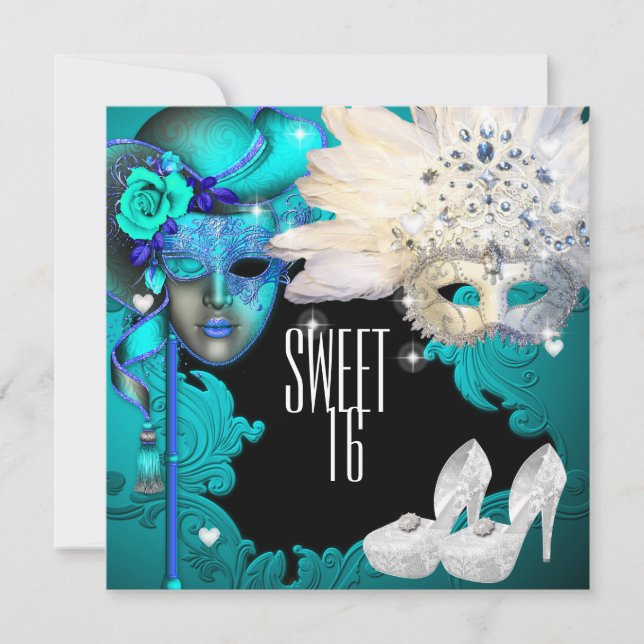 Masquerade, Sweet sixteen, Quinceanera Invitation (Devant)