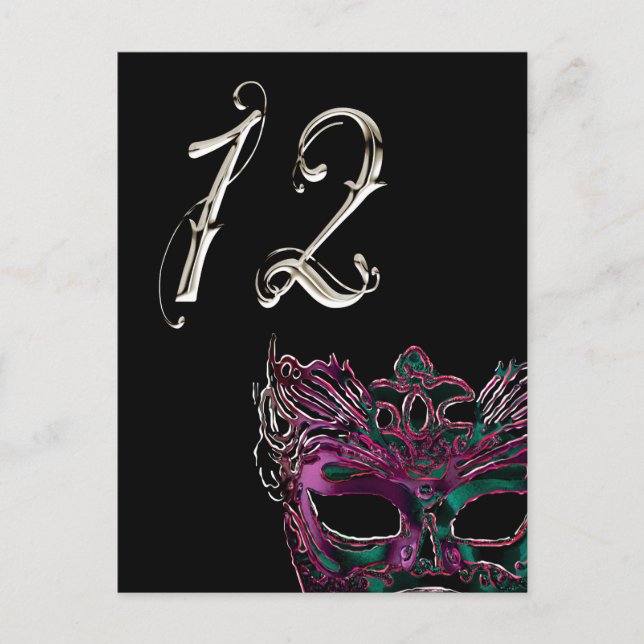 Masquerade Table Number Postcard (Front)