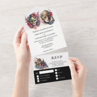 Masquerade wedding | bride groom venetian masks 