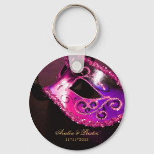 Masquerade Wedding Favour Pink Keychain