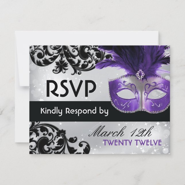 Masquerade Wedding RSVP Cards (Front)