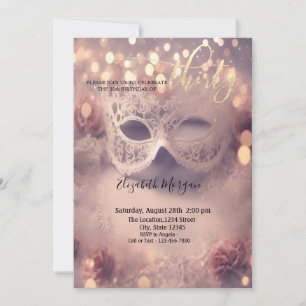 Masquerade,White Lace Masque 30th Birthday  Invitation