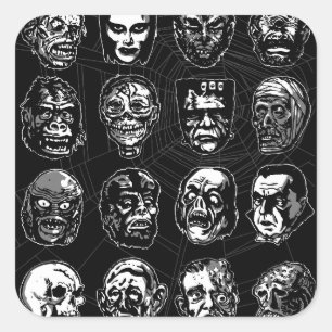 Masques de Monstres Art Autocollant B & N – Hallow