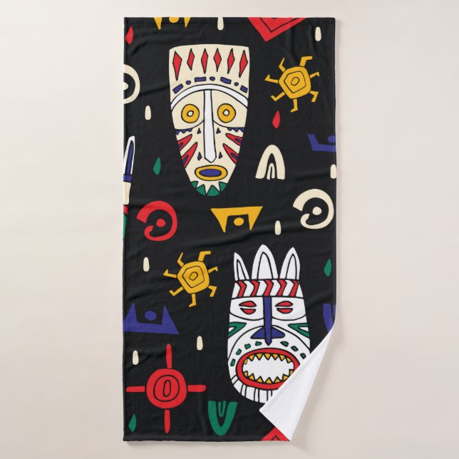 Masques tribaux africains motifs sans couture (Serviette de bain)