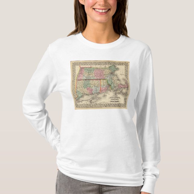 Mass, Conn, RI Map by Mitchell T-Shirt (Front)