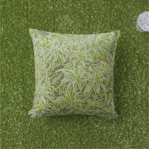 "MASS OF GREEN AND WHITE PLANT LEAVES" THROW PILLOW