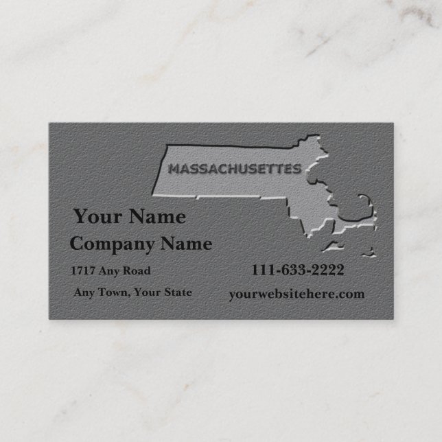 Massachusettes Carte de visite d'Etat look pierre (Devant)