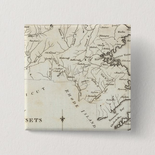 Massachusetts 2 2 inch square button (Front)