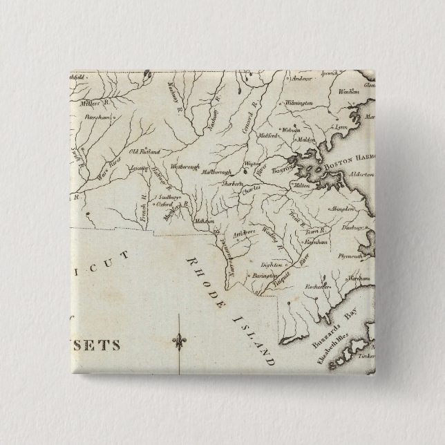 Massachusetts 2 inch square button (Front)