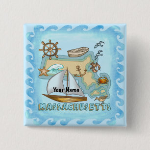 Massachusetts  2 inch square button