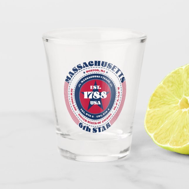 Massachusetts 6th Star Patriotic Shot glass (Front)
