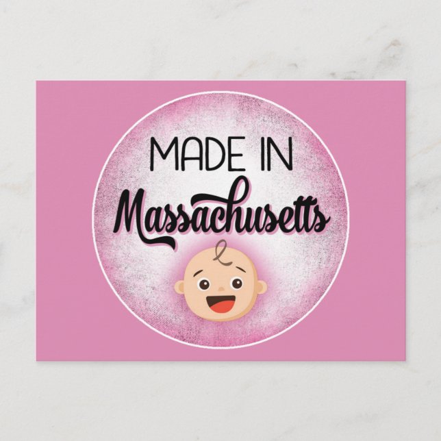 Massachusetts Baby Funny Pink Nouvelle Fille Carte (Devant)