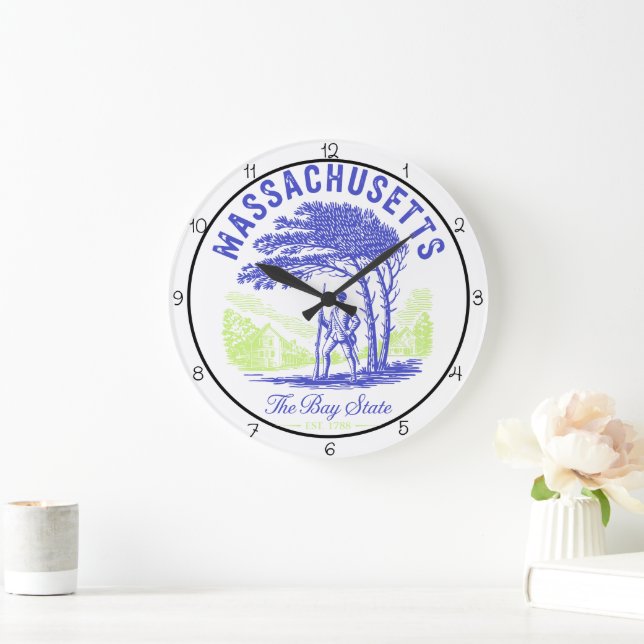 Massachusetts Bay State Minuteman  Large Clock (Home)