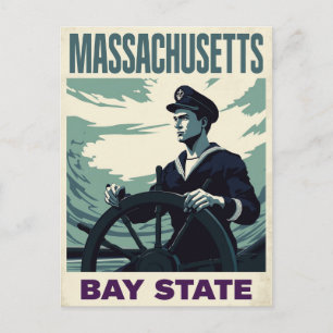 Massachusetts Bay State Sailor Vintage Travel Postcard