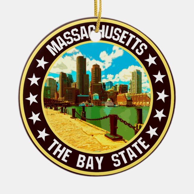 Massachusetts                                      ceramic ornament (Front)