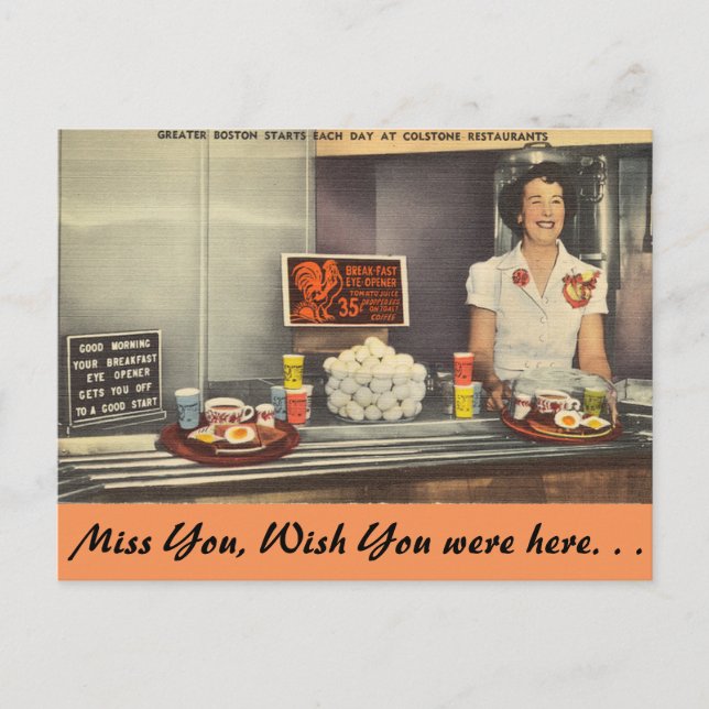 Massachusetts, Colstone Restaurant, Boston Postcard (Front)