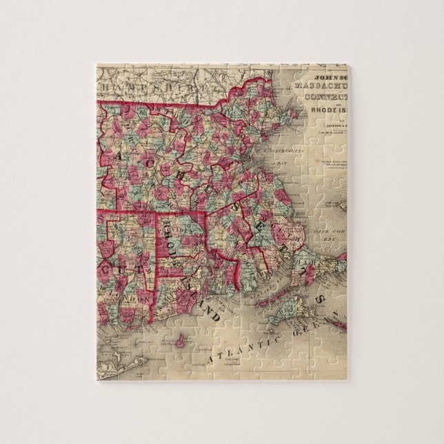 Massachusetts, Connecticut, and Rhode Island Jigsaw Puzzle (Vertical)