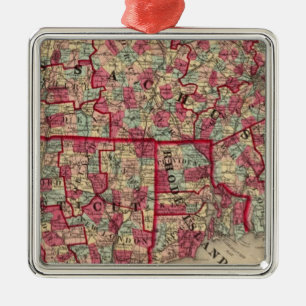 Massachusetts, Connecticut, and Rhode Island Metal Ornament
