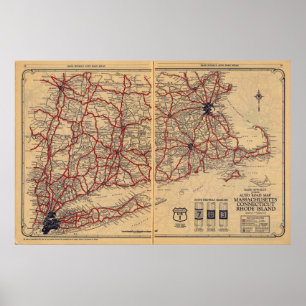 Massachusetts, Connecticut, Rhod Island Poster