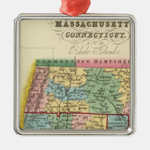 Massachusetts, Connecticut, Rhode Island Metal Ornament