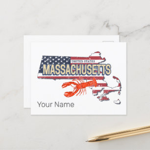 Massachusetts États-Unis Carte Retro Vintage USA
